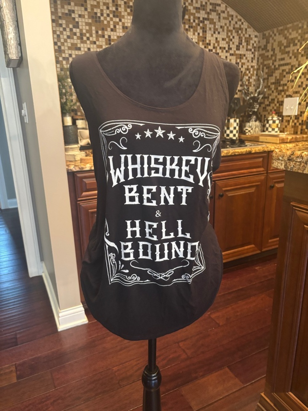 Black Graphic Tank Top with Bold White Typography